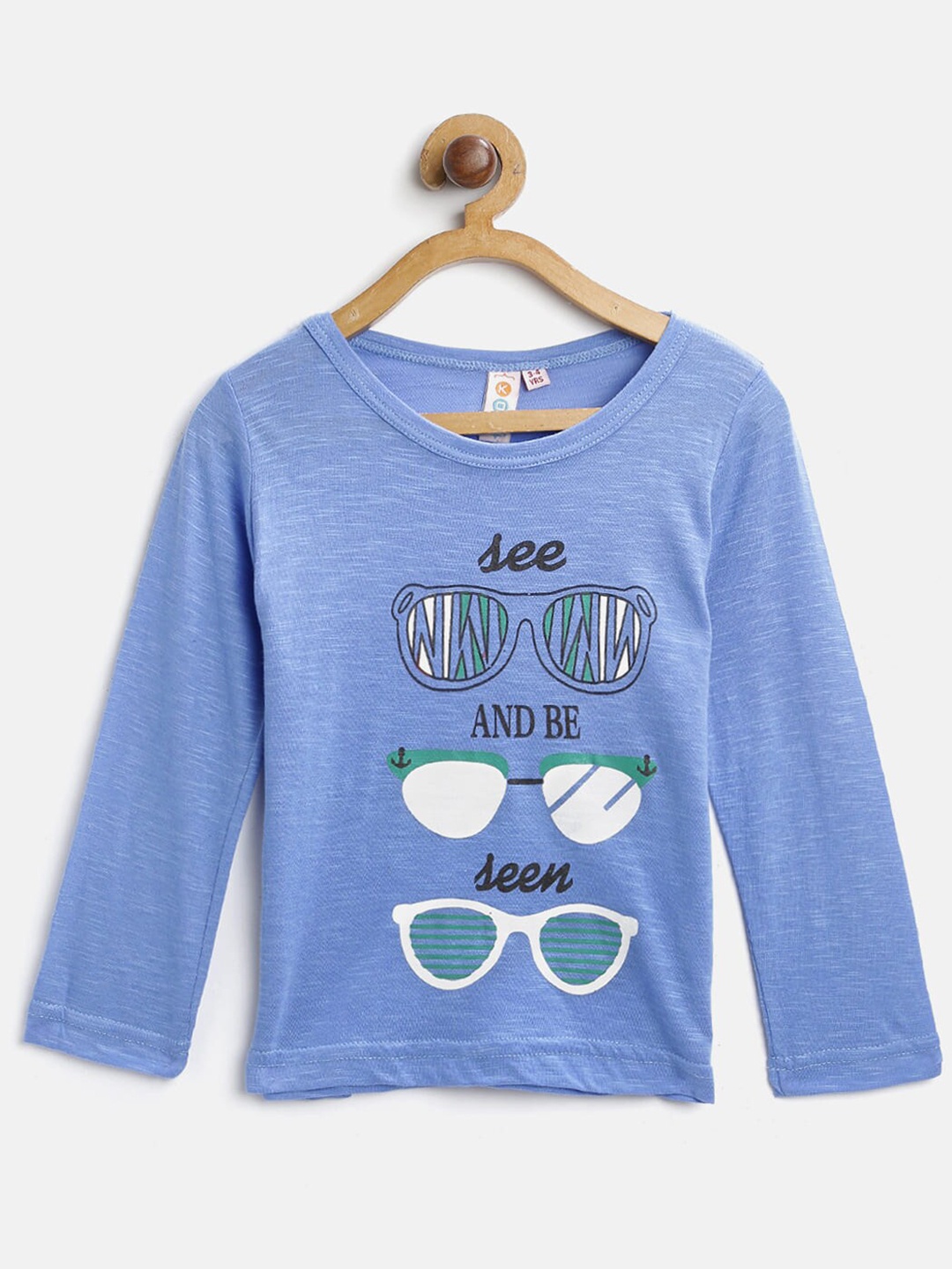 

Kids On Board Girls Printed Cotton T-Shirt, Blue