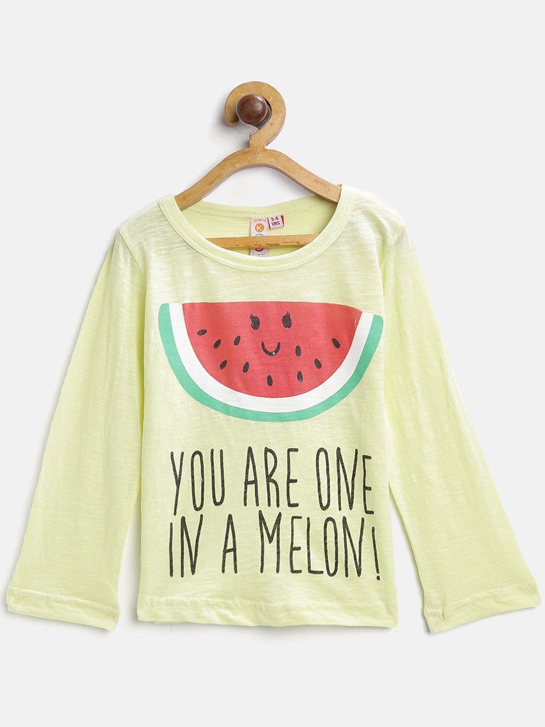 

Kids On Board Girls Typography Printed Cotton T-shirt, Yellow
