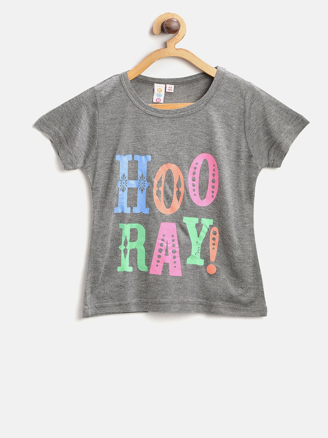 

Kids On Board Girls Typography Printed Round Neck Short Sleeves Cotton Top, Grey