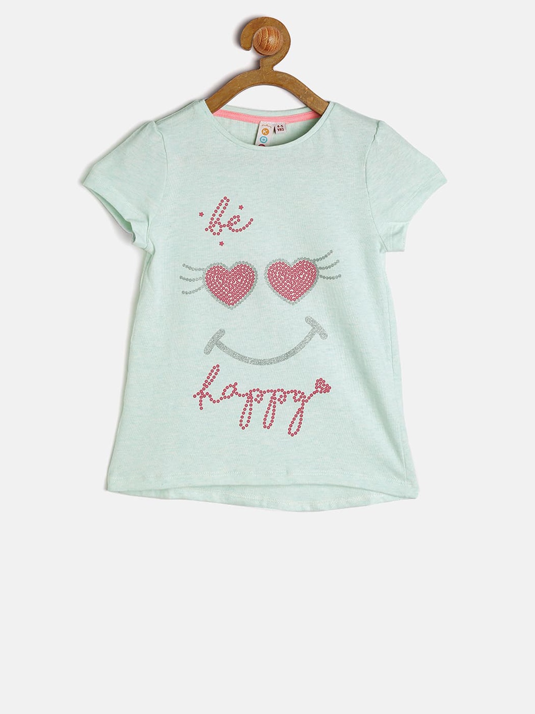 

Kids On Board Girls Printed T-shirt, Green