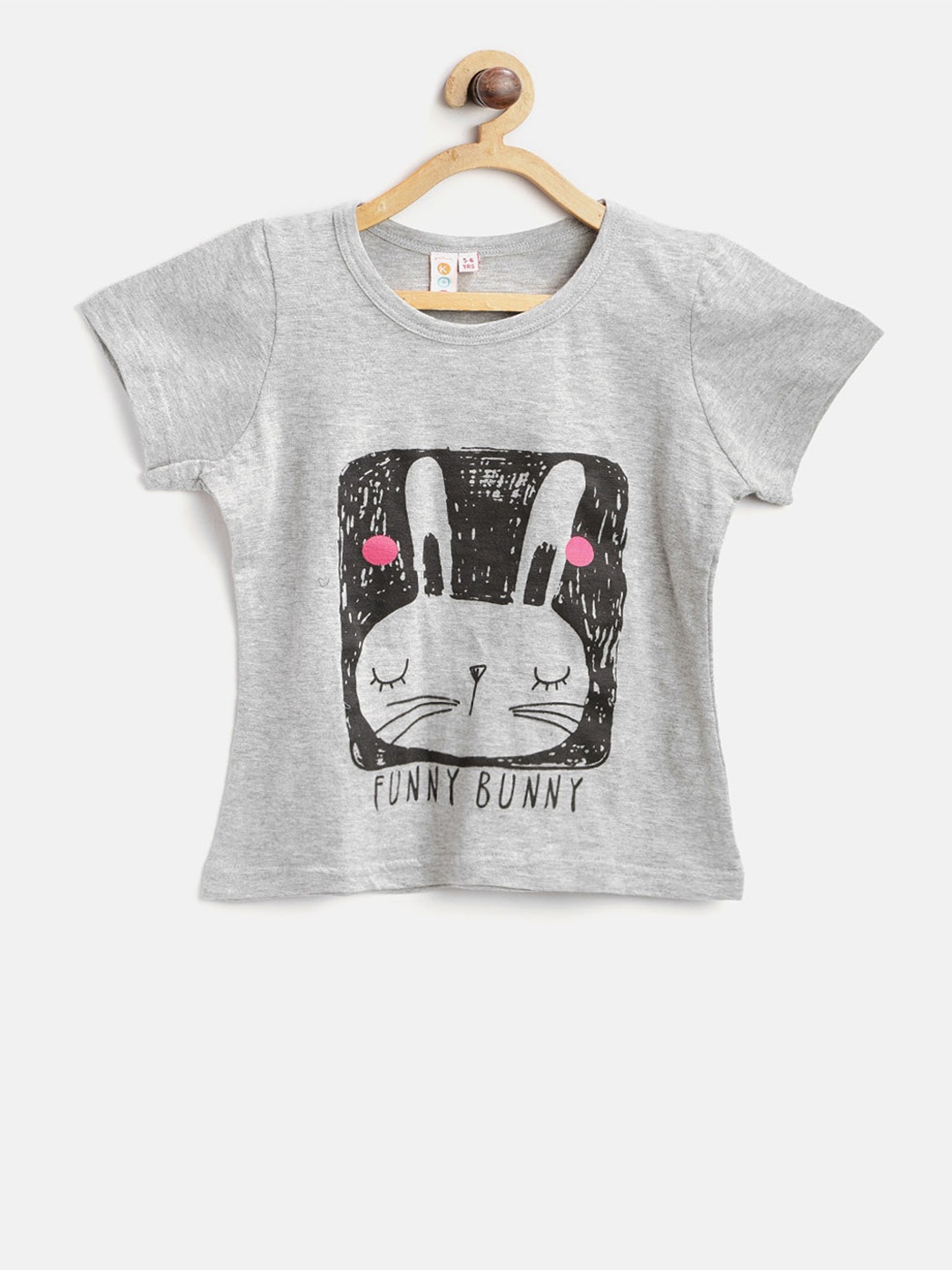 

Kids On Board Girls Printed Cotton T-shirt, Grey