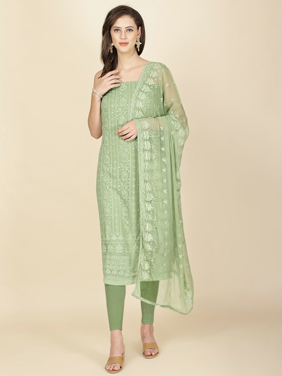 

Meena Bazaar Embroidered Unstitched Dress Material, Green