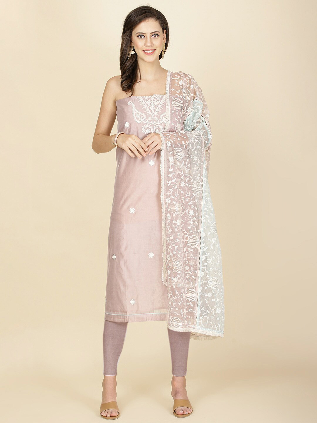 

Meena Bazaar Embroidered Art Silk Unstitched Dress Material, Purple
