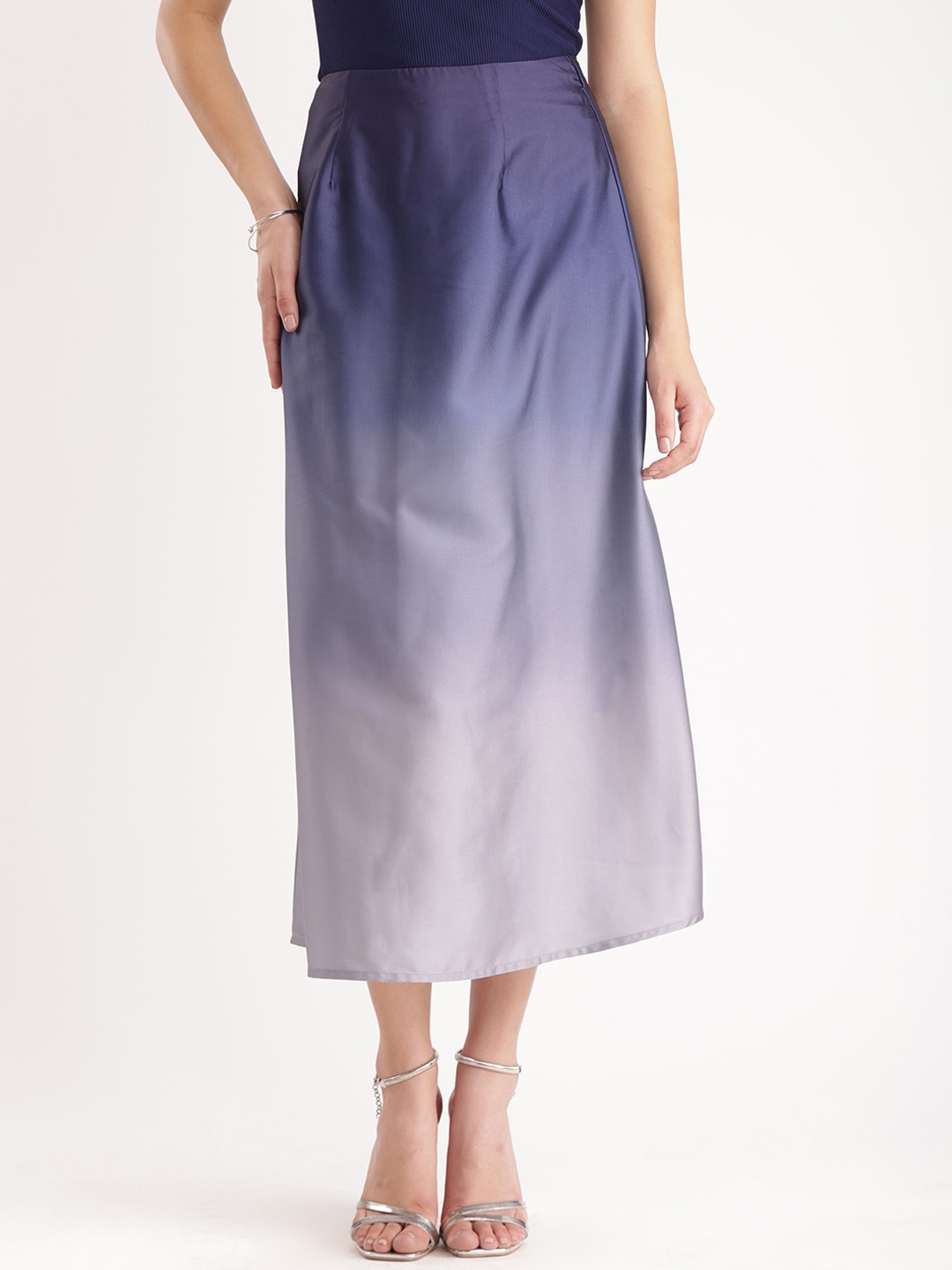

FableStreet Ombre A-Line Midi Skirt, Blue