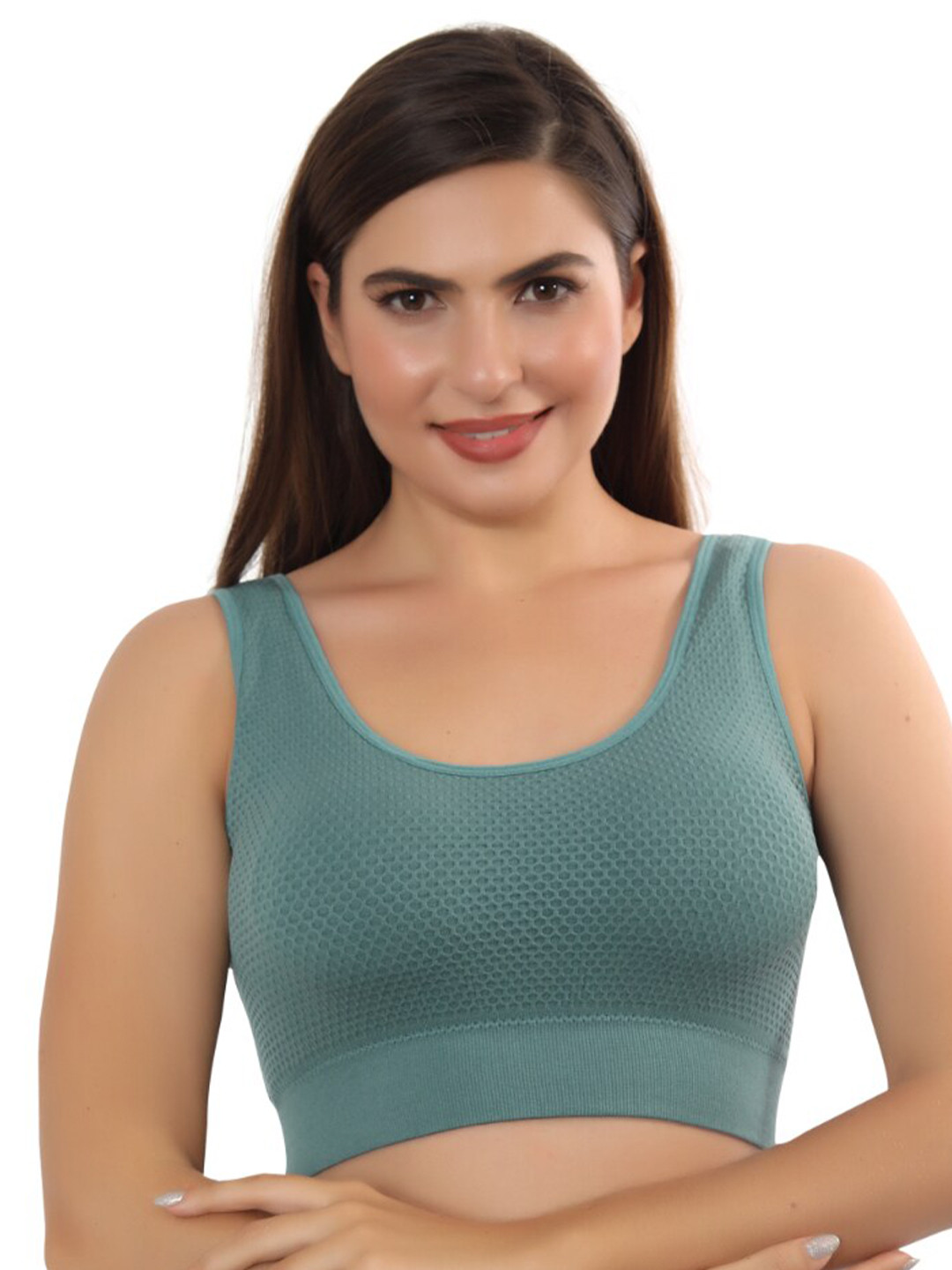 

Bella Voste Full Coverage Lightly Padded Dry Fit Workout Bra with Anti Bacterial, Green