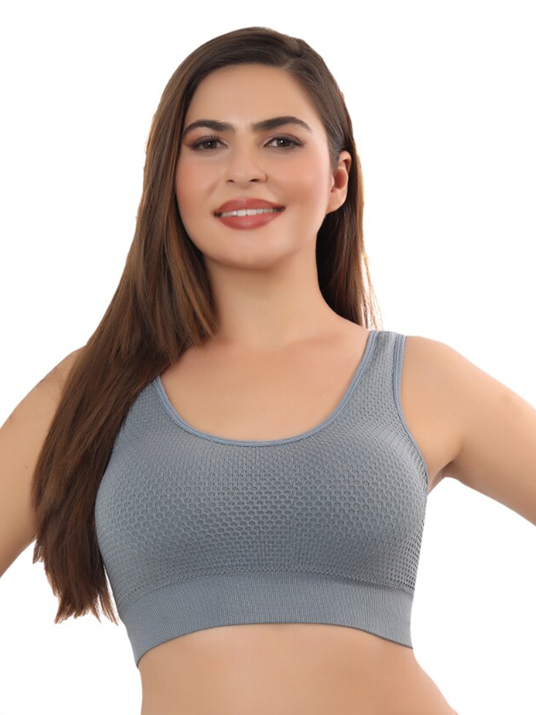 

Bella Voste Full Coverage Lightly Padded Rapid-Dry Anti Odour Anti Bacterial Workout Bra, Grey