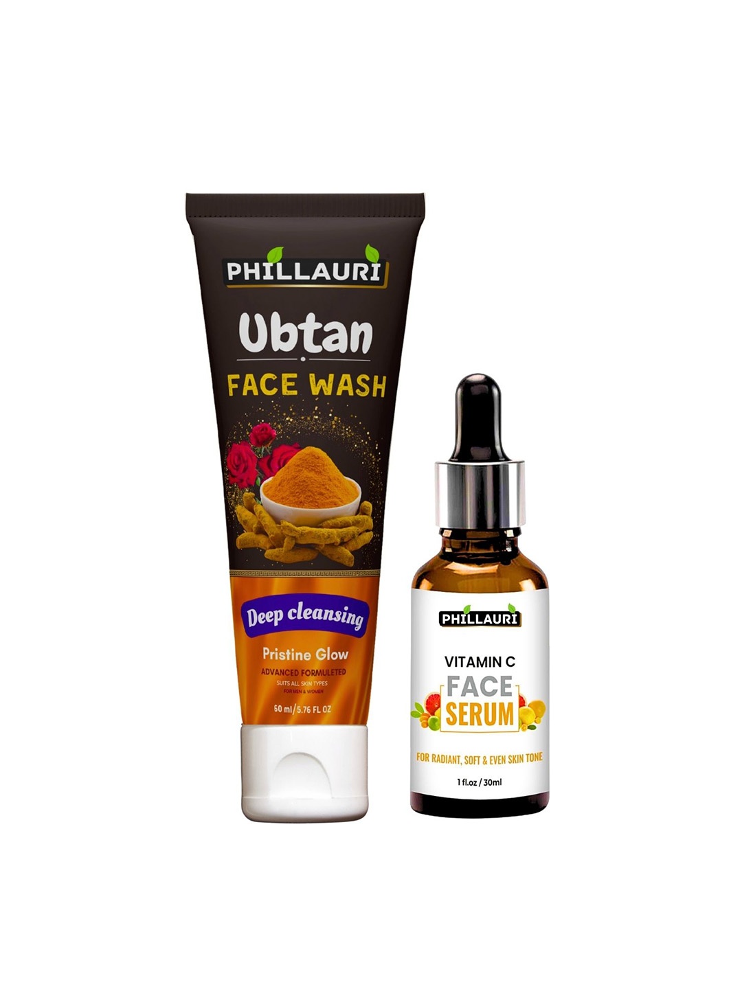 

Phillauri Set of Ubtan Face Wash 60 ml & Vitamin C Face Serum 30ml, Black