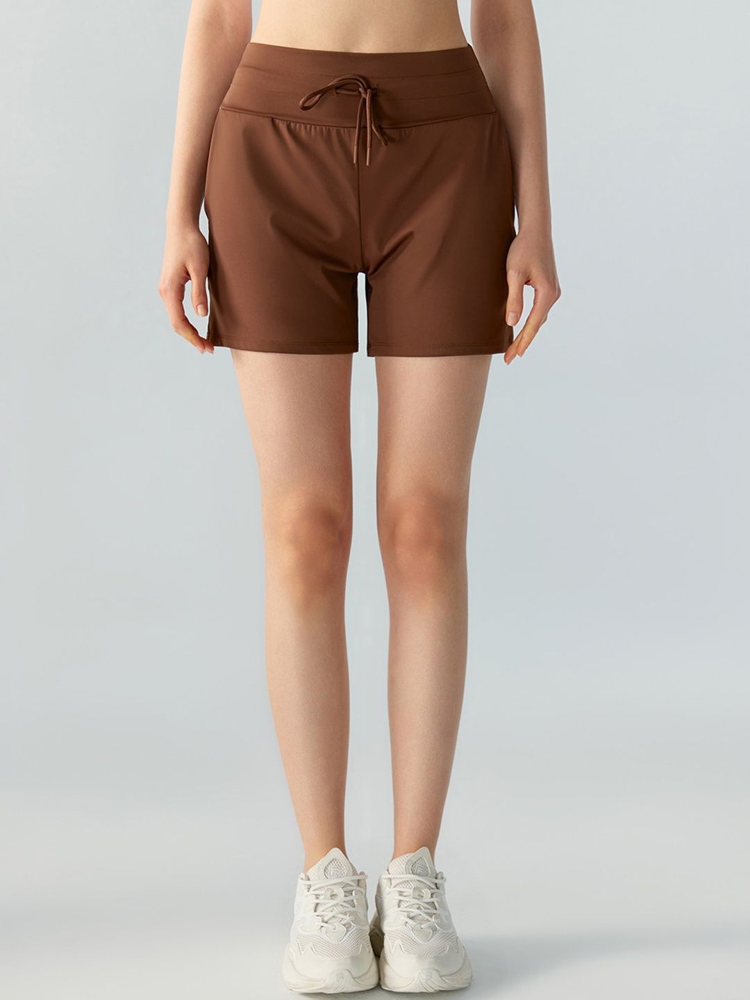 JC Collection Women Slim Fit Low-Rise Rapid-Dry Sports Shorts, Brown
