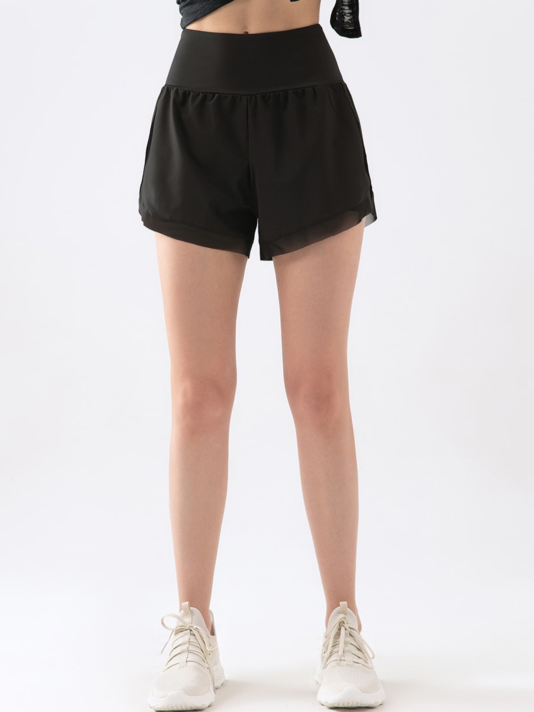 JC Collection Women Slim Fit High-Rise Rapid-Dry Sports Shorts, Black