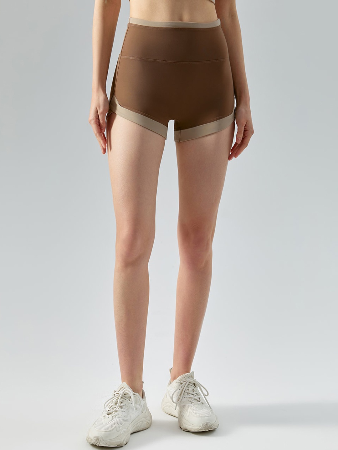 

JC Collection Women Slim Fit High-Rise Rapid-Dry Biker Shorts, Brown