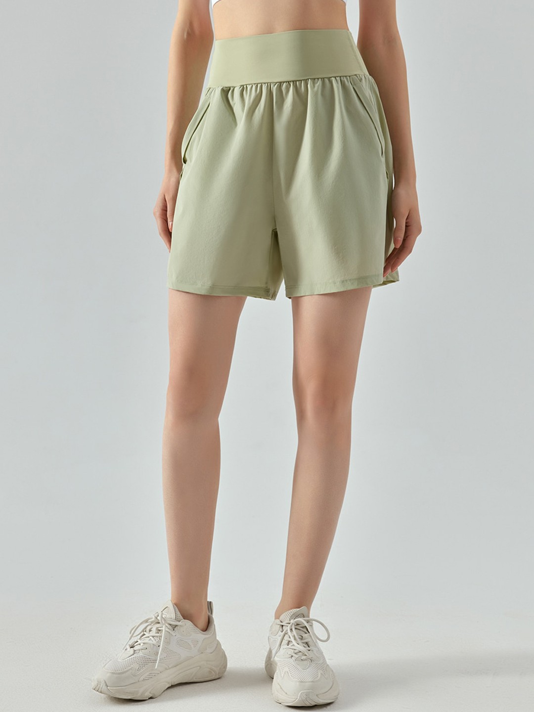 

JC Collection Women Loose Fit Rapid-Dry High-Rise Sports Shorts, Green