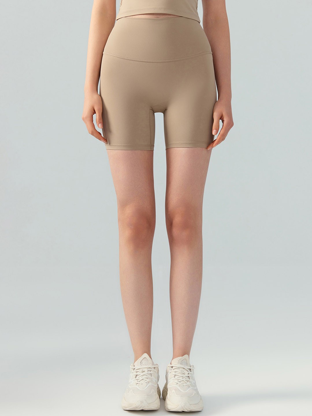 

JC Collection Women Slim Fit High-Rise Rapid-Dry Training or Gym Shorts, Khaki
