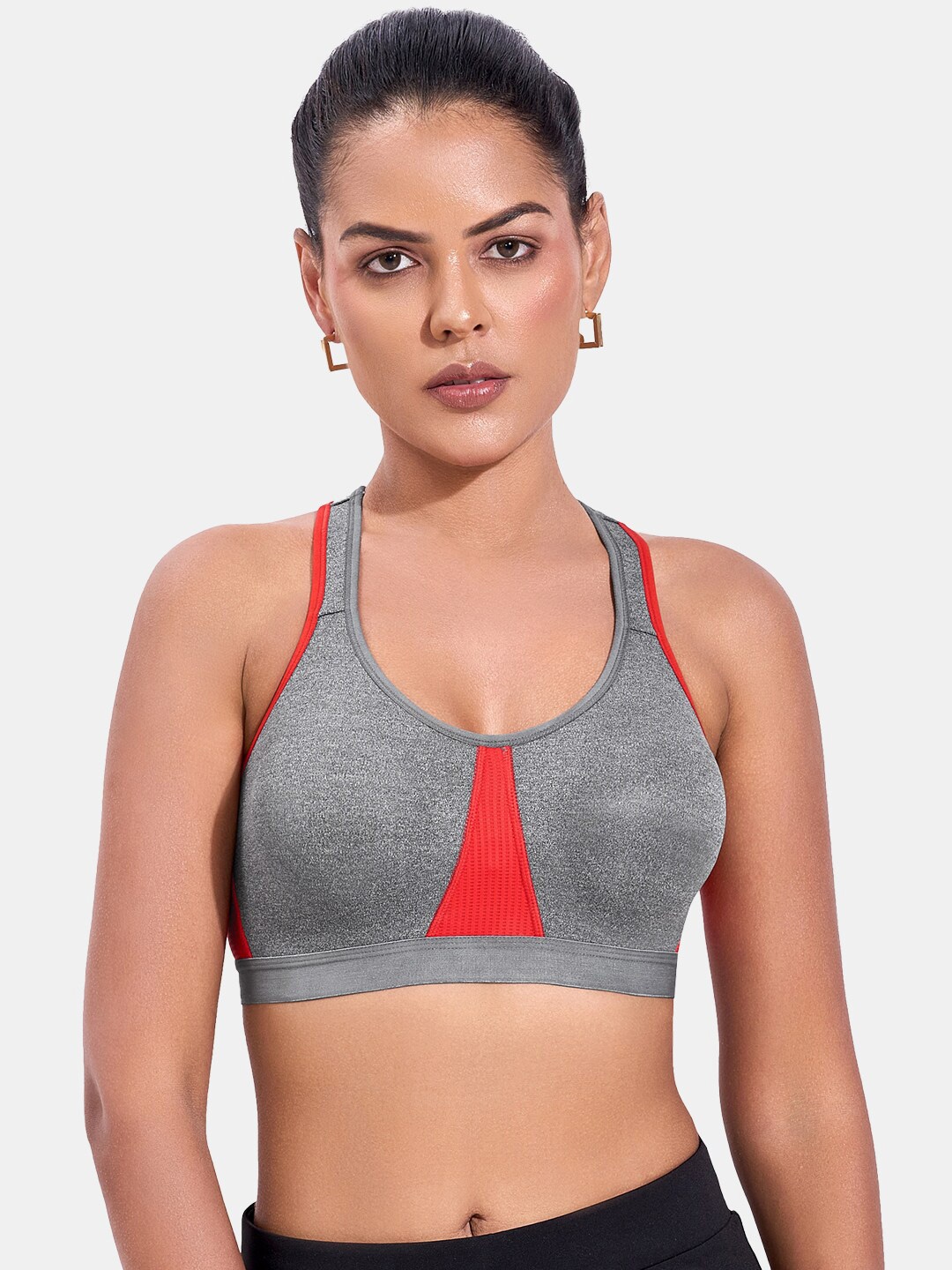 

MAROON Full Coverage Non Padded Workout Bra With All Day Comfort, Grey