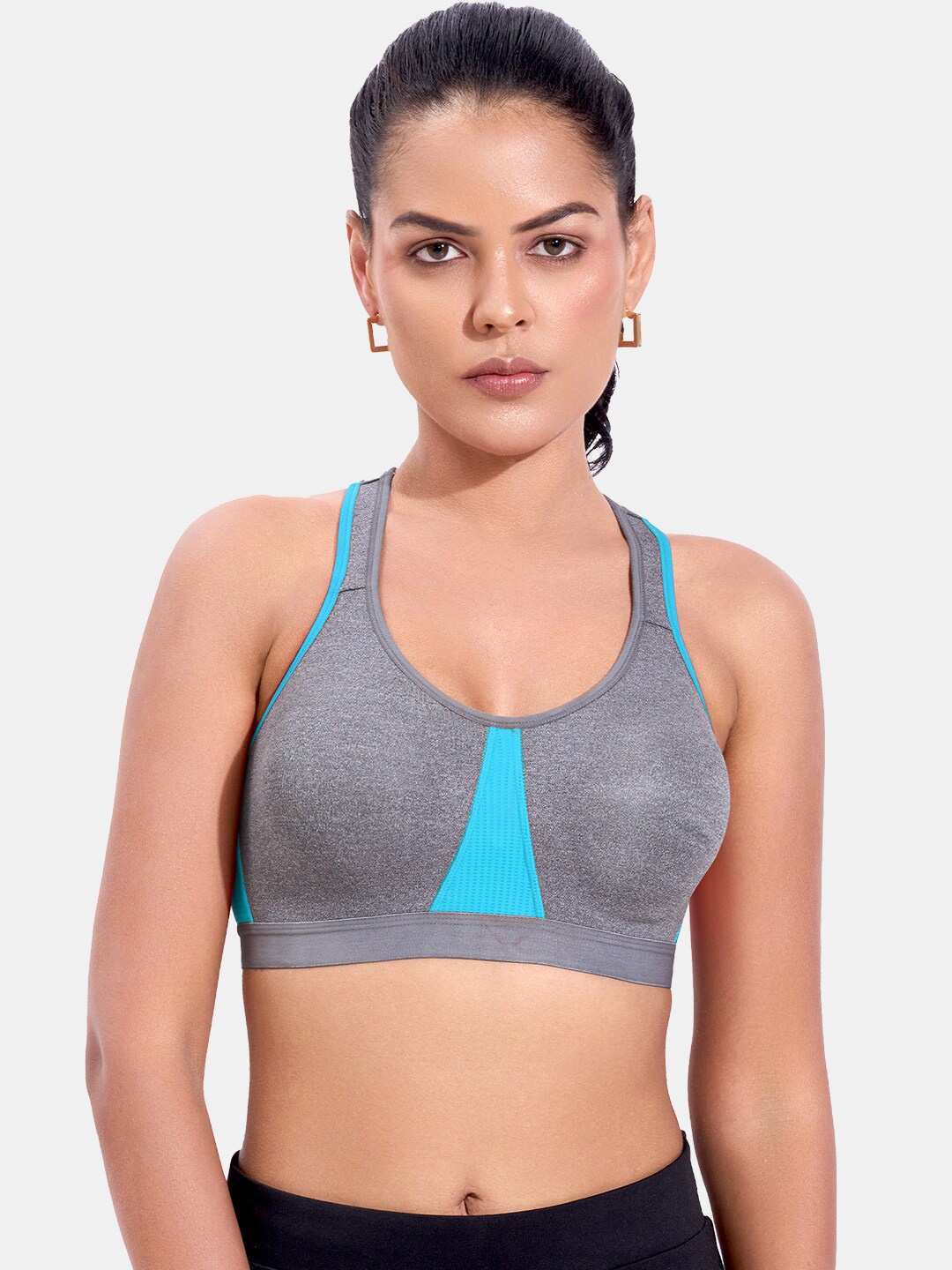 

MAROON Full Coverage Non Padded Workout Bra With All Day Comfort, Grey