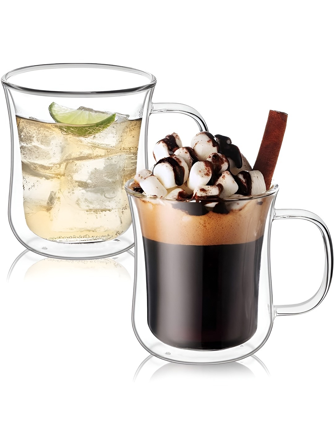 

P-Plus International Transparent 2 Pieces Glass Mugs 220 ml Each