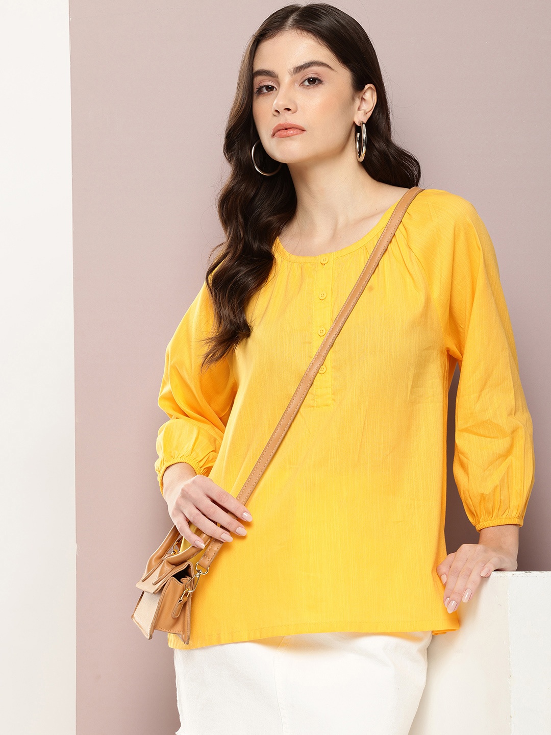 

Kook N Keech Puff Sleeves Top, Yellow