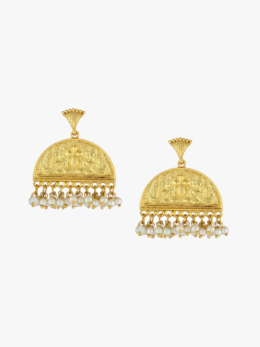 

Adwitiya Collection 24 CT Gold-Plated Beaded Classic Jhumkas