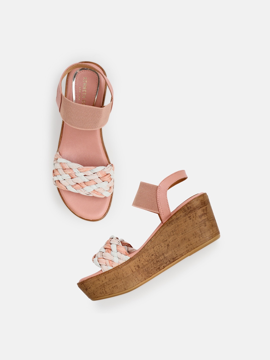 

Kenneth Cole Printed Open Toe Wedge Heels, Peach