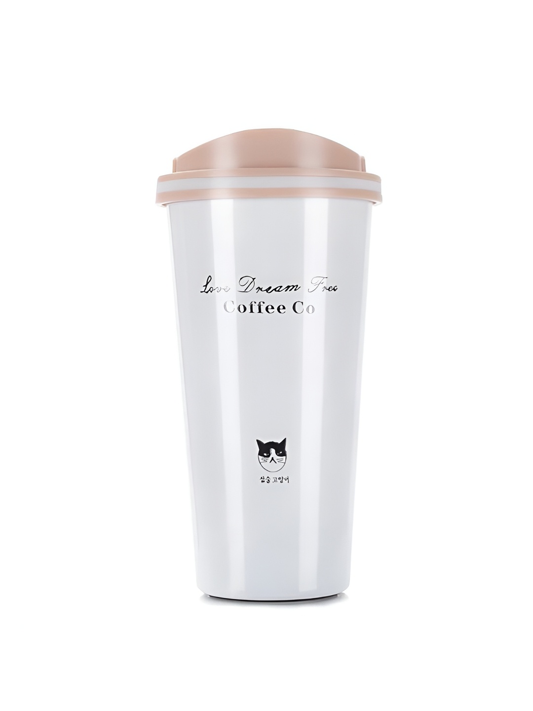 

P-Plus International White & Beige Solid Glass Glossy Cup with Lid 500 ml