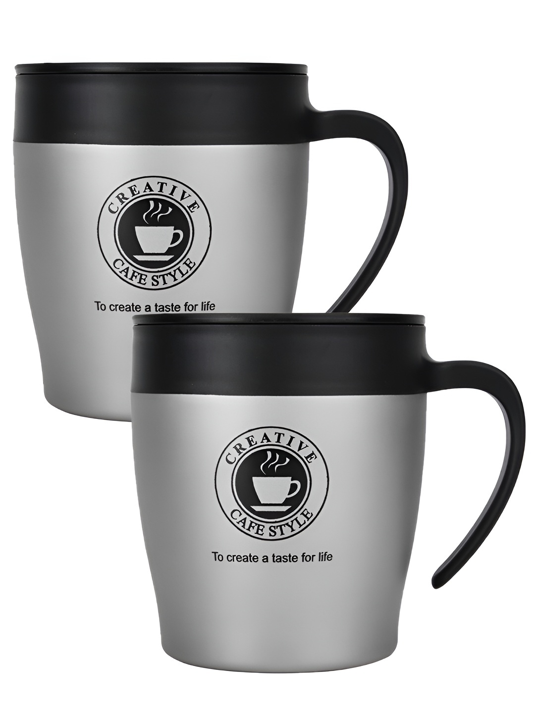 

P-Plus International Grey & Black 2 Pieces Mugs 350 ml Each