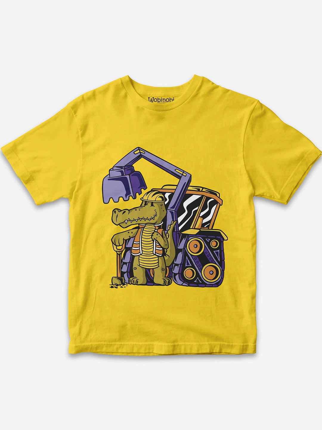 

Wobinobi Boys Construction Print Bio Finish Pure Cotton T-shirt, Yellow