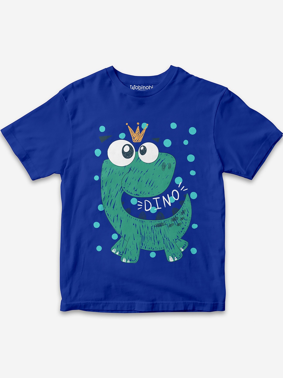 Wobinobi Boys Dinosaur Print Bio Finish Pure Cotton T-shirt, Blue