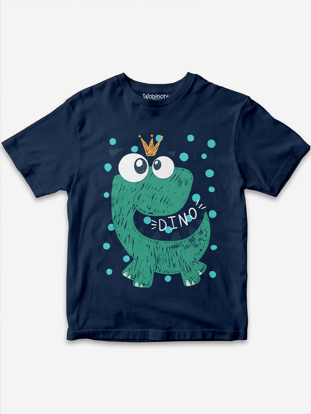 

Wobinobi Boys Dinosaur Print Bio Finish Pure Cotton T-shirt, Navy blue