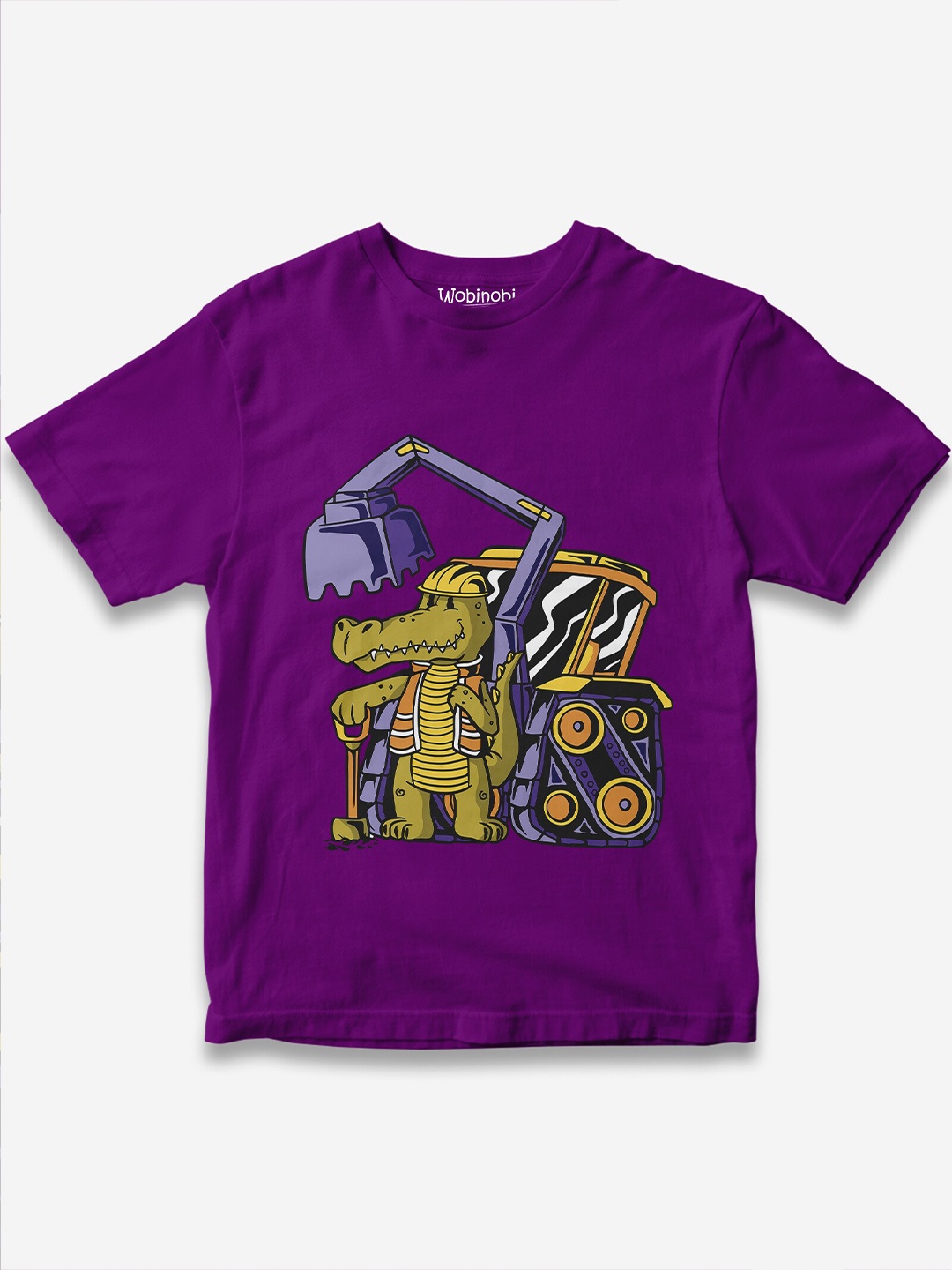 

Wobinobi Boys Construction Print Bio Finish Pure Cotton T-shirt, Purple