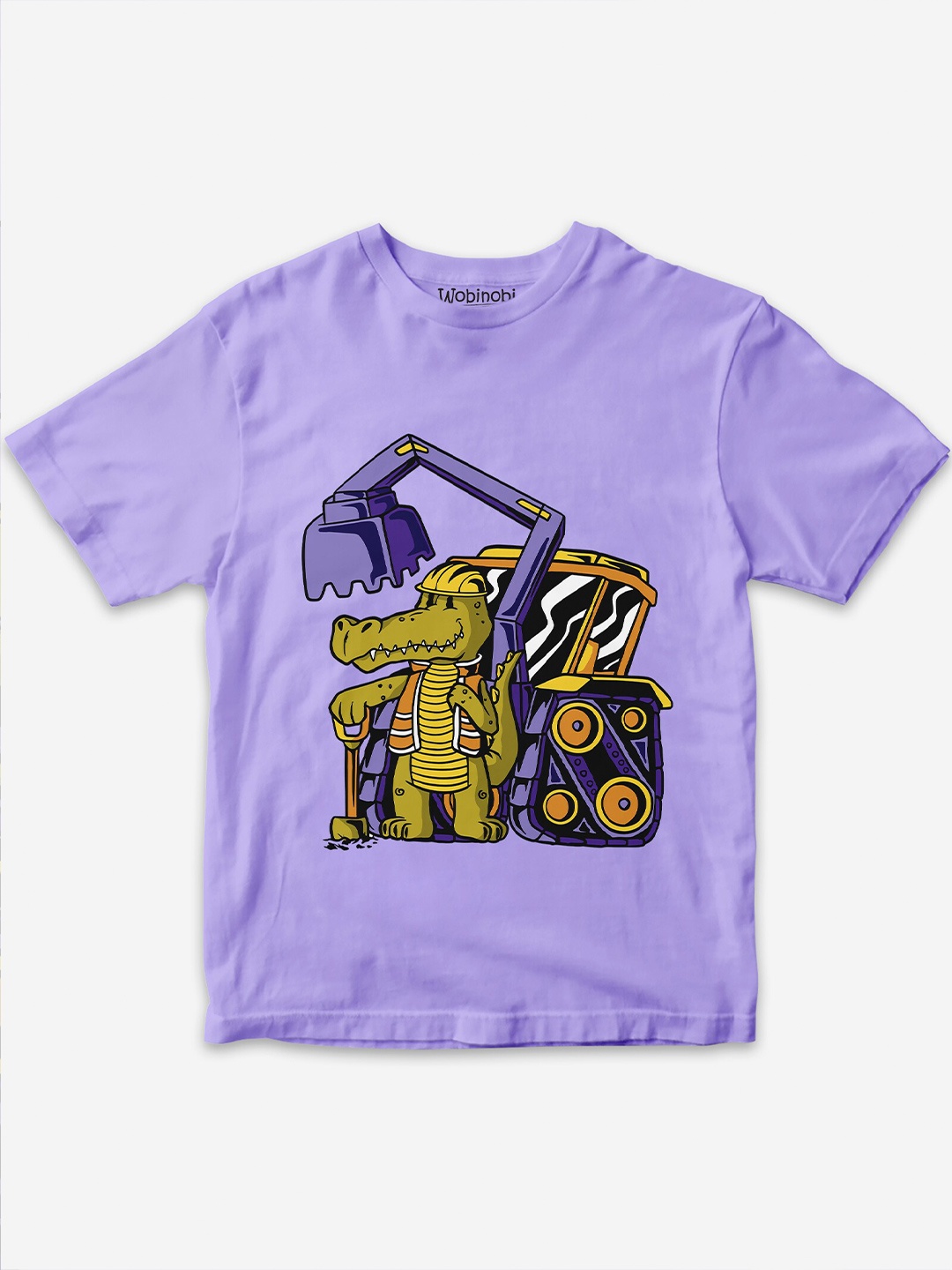 

Wobinobi Boys Construction Print Bio Finish Pure Cotton T-shirt, Lavender