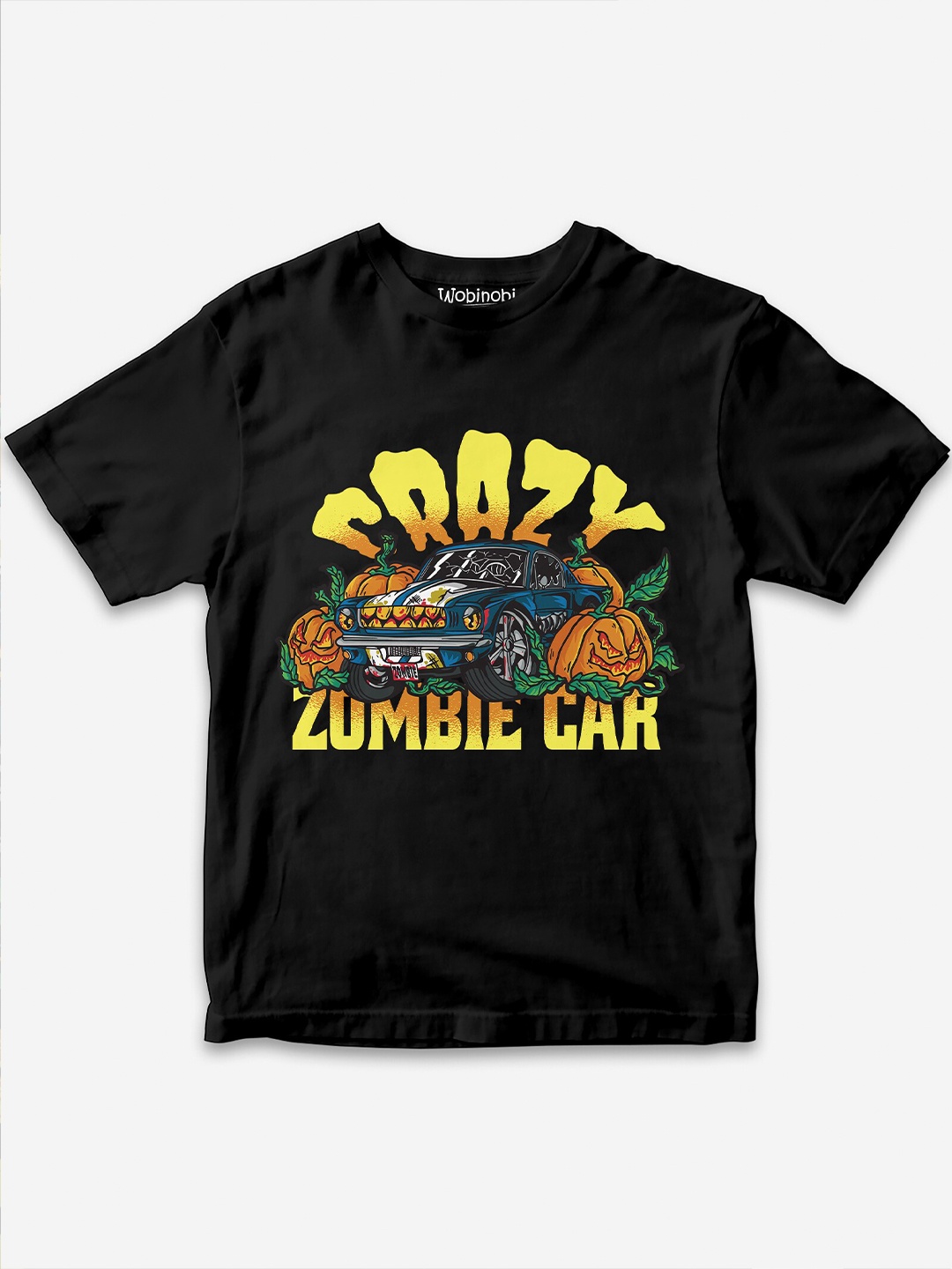 

Wobinobi Boys Halloween Print Bio Finish Pure Cotton T-shirt, Black