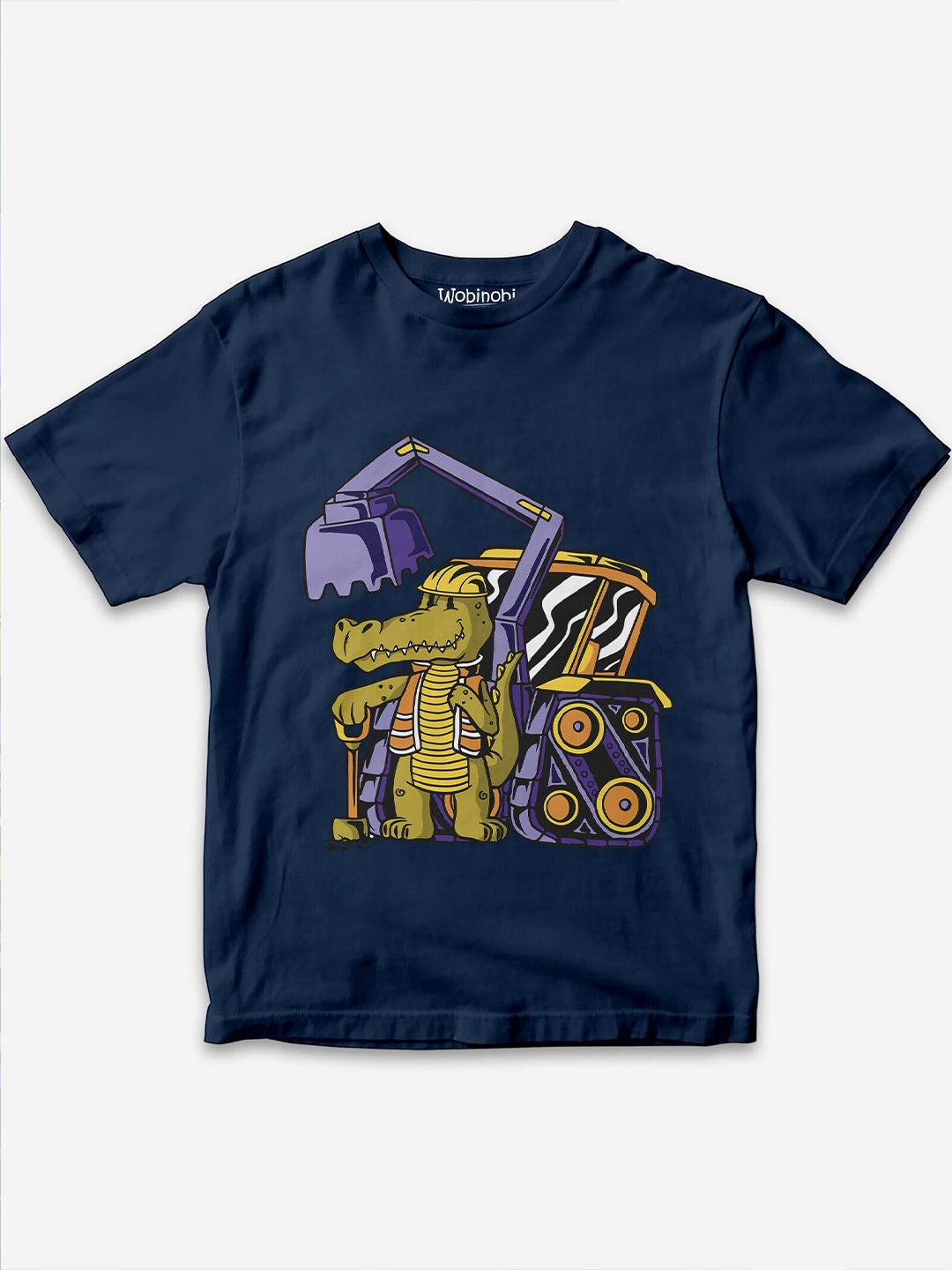 

Wobinobi Boys Construction Print Bio Finish Pure Cotton T-shirt, Navy blue