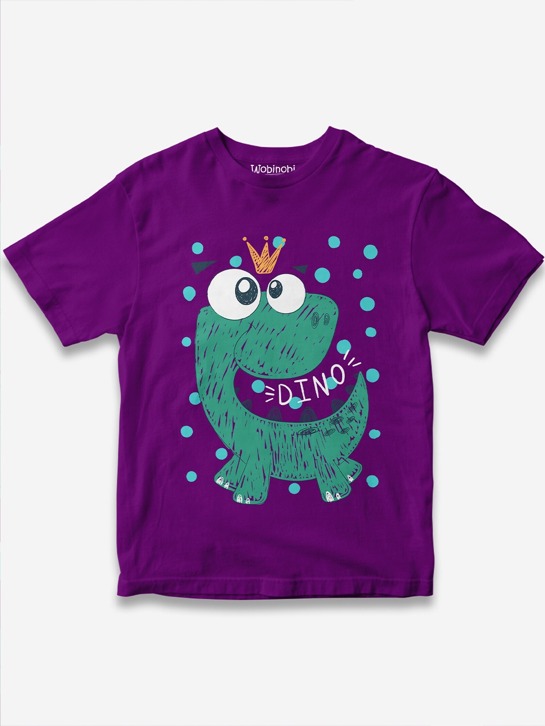 

Wobinobi Boys Dinosaur Print Bio Finish Pure Cotton T-shirt, Purple
