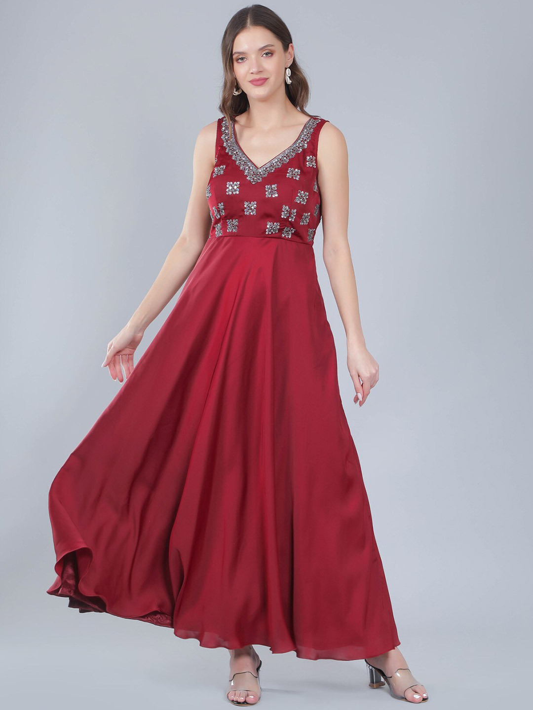 

Laalzari Ombre Sequined Maxi Dress, Red