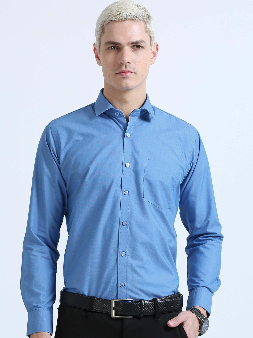 

STELLERS Classic Spread Collar Formal Shirt, Blue