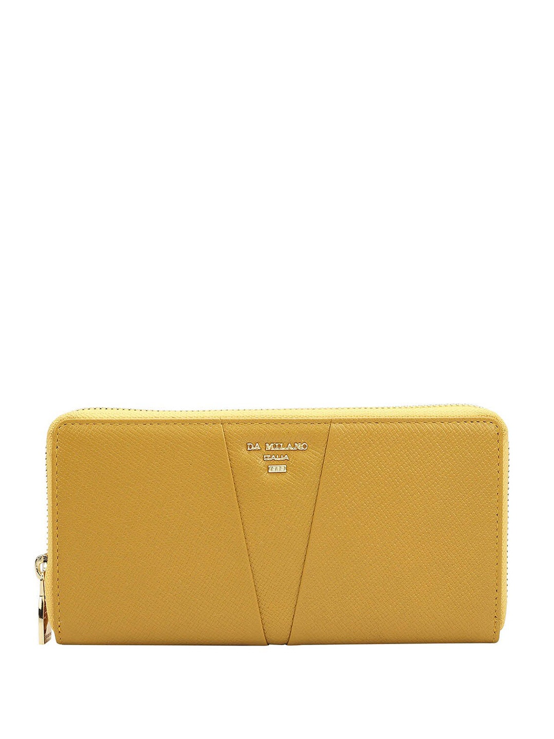 

Da Milano Women Textured Leather Zip Around Wallet, Yellow