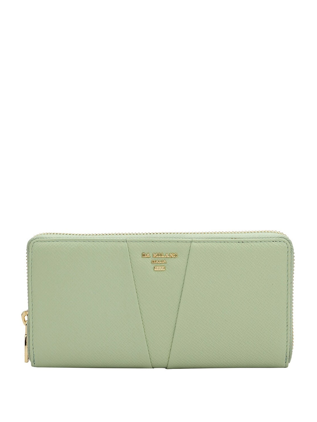 

Da Milano Women Textured Leather Zip Around Wallet, Green