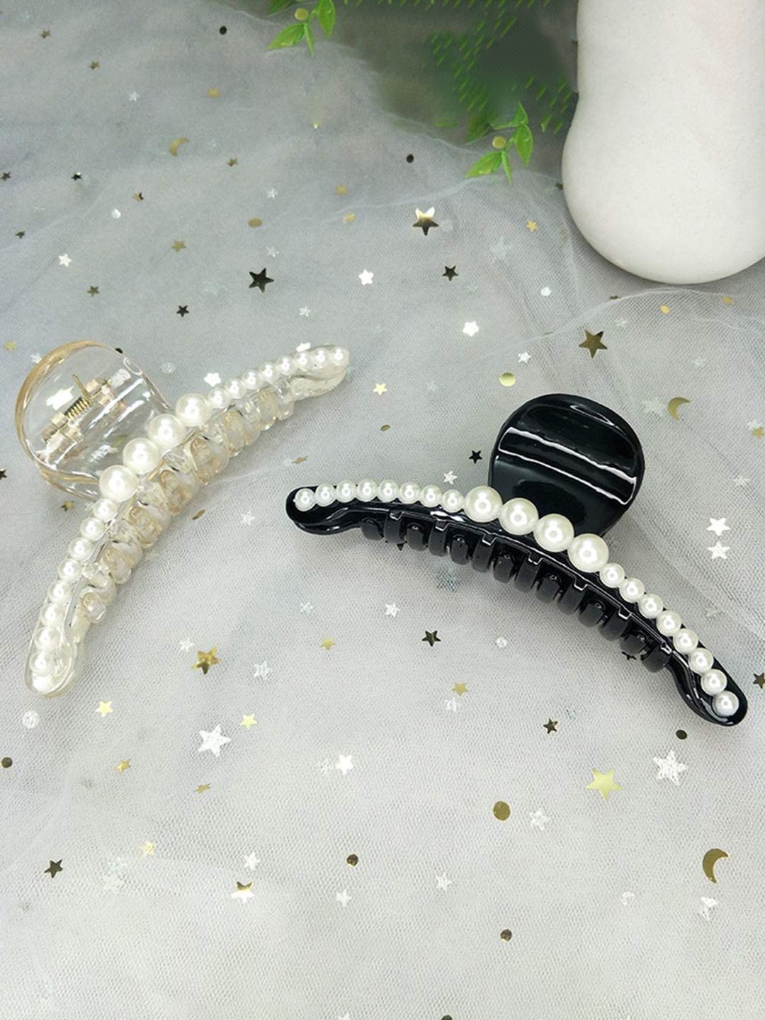 

ANNA CREATIONS Girls Set of 2 Beaded Claw Clip, Black