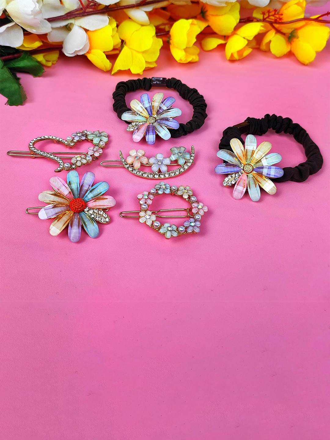 

ANNA CREATIONS Women Set of 6 Beaded Hair Accessory Set, Gold