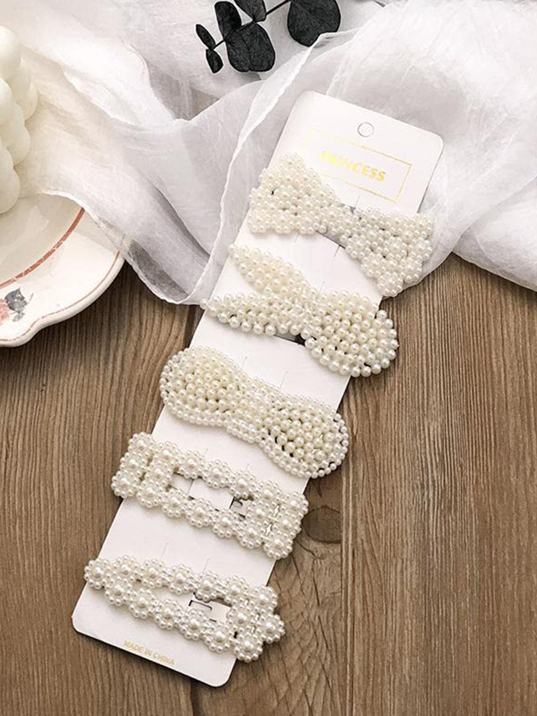 

ANNA CREATIONS Girls Set Of 8 Embellished Tic Tac Hair Clip, White