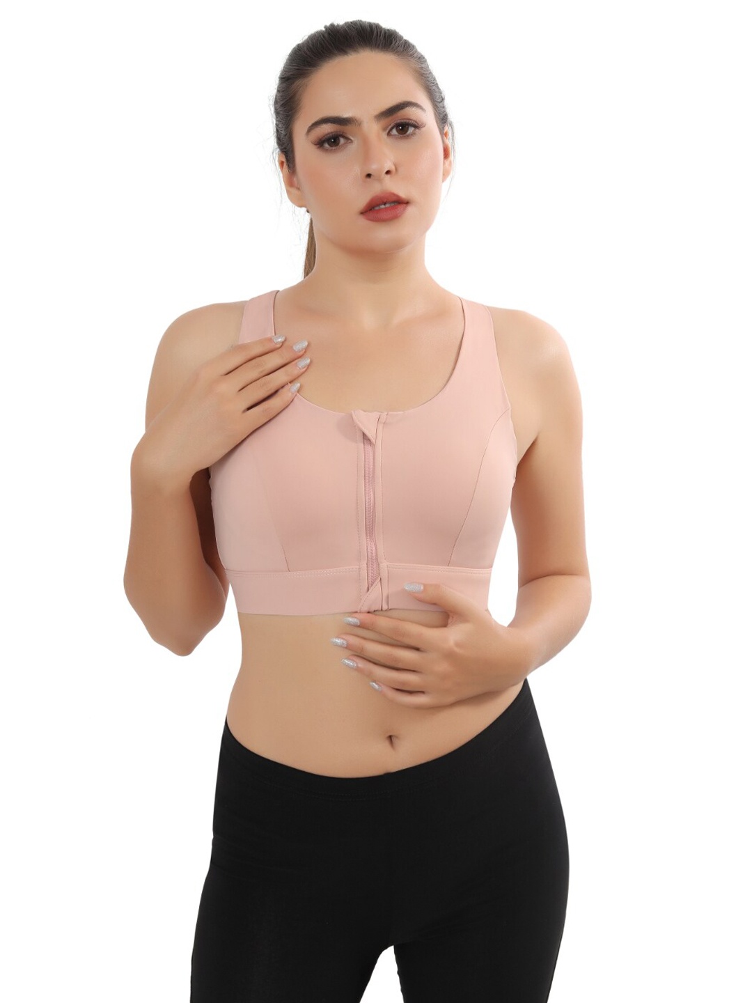 

Bella Voste Full Coverage Lightly Padded Dry Fit Workout Bra with 360 Degree Support, Pink