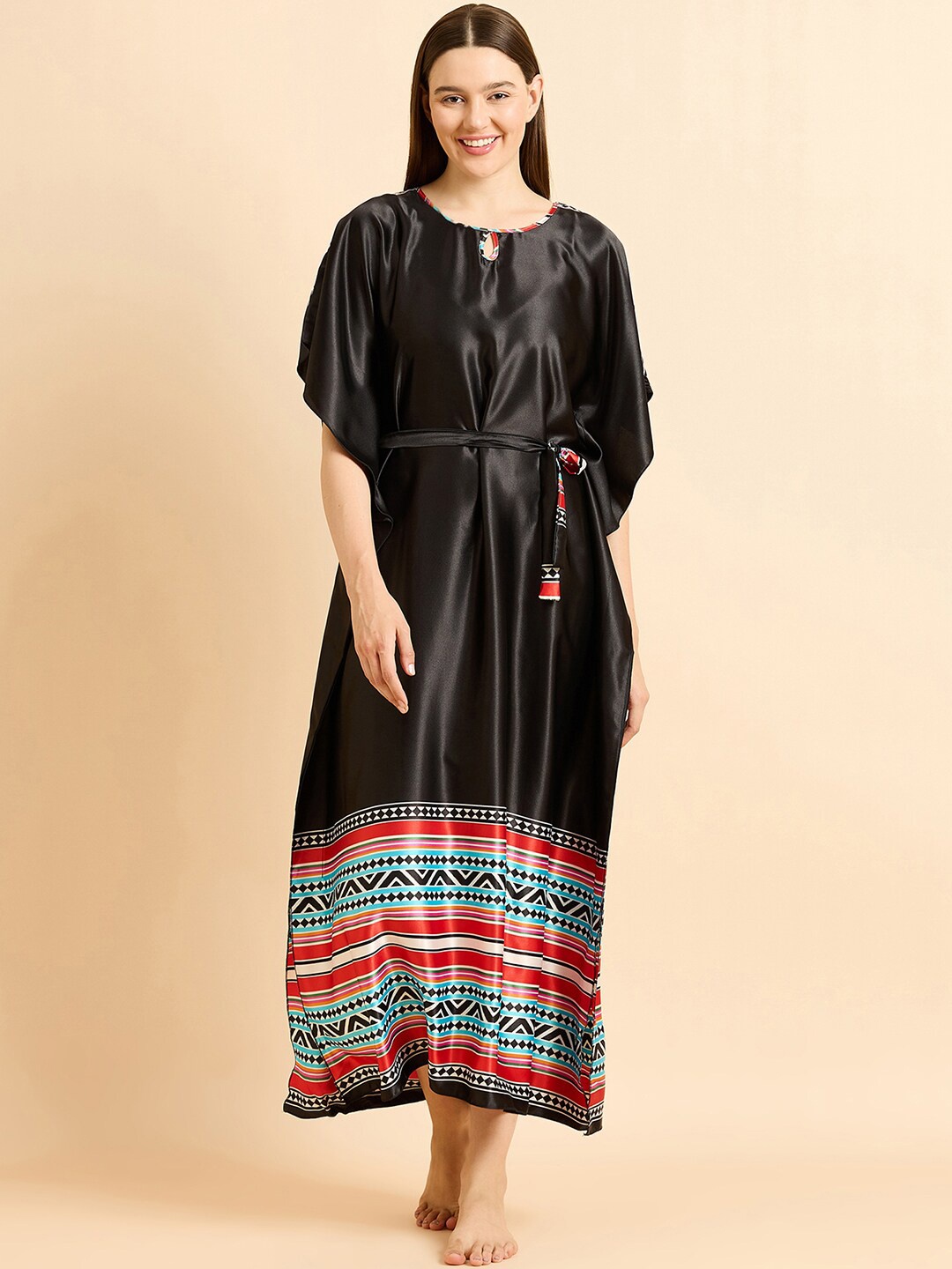 

Sweet Dreams Black & Blue Printed Maxi Nightdress