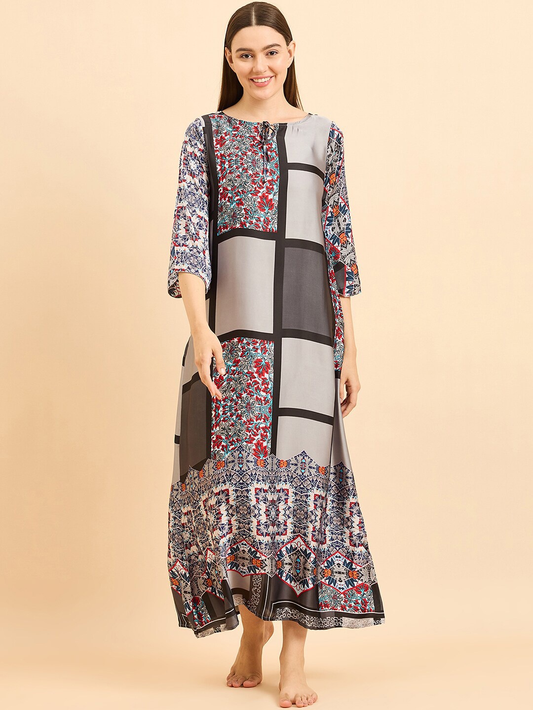 

Sweet Dreams Grey Floral Printed Maxi Nightdress