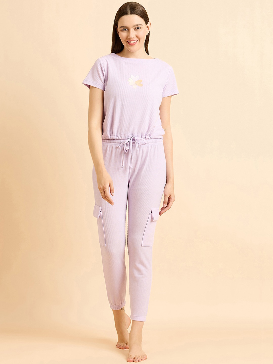 

Sweet Dreams Self Design Night suit, Lavender