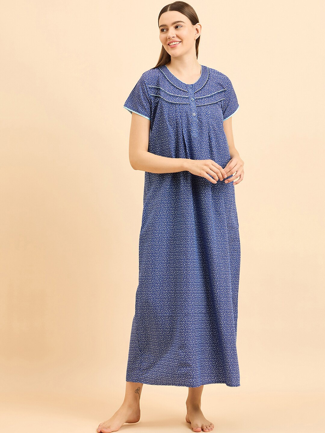 

Sweet Dreams Blue Printed Maxi Nightdress