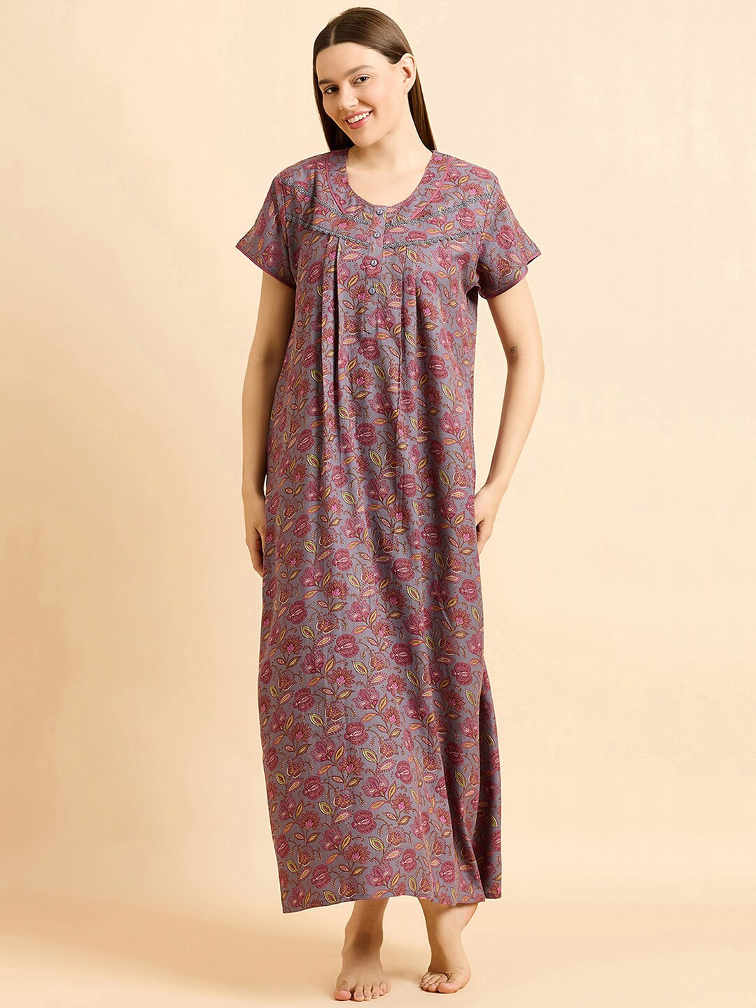 

Sweet Dreams Floral Printed Maxi Nightdress, Grey
