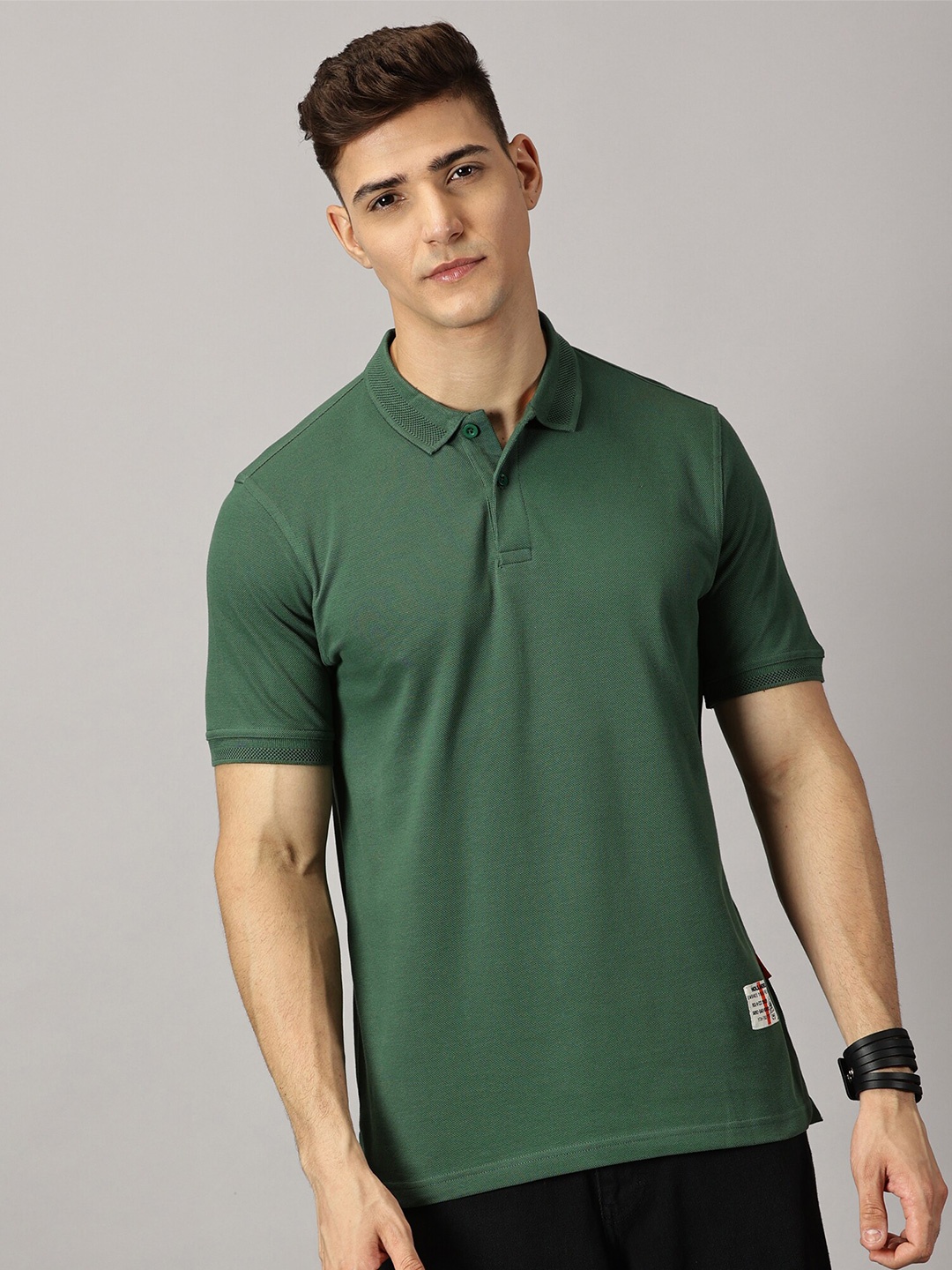 

THE HOLLANDER Polo Collar Cotton T-shirt, Green