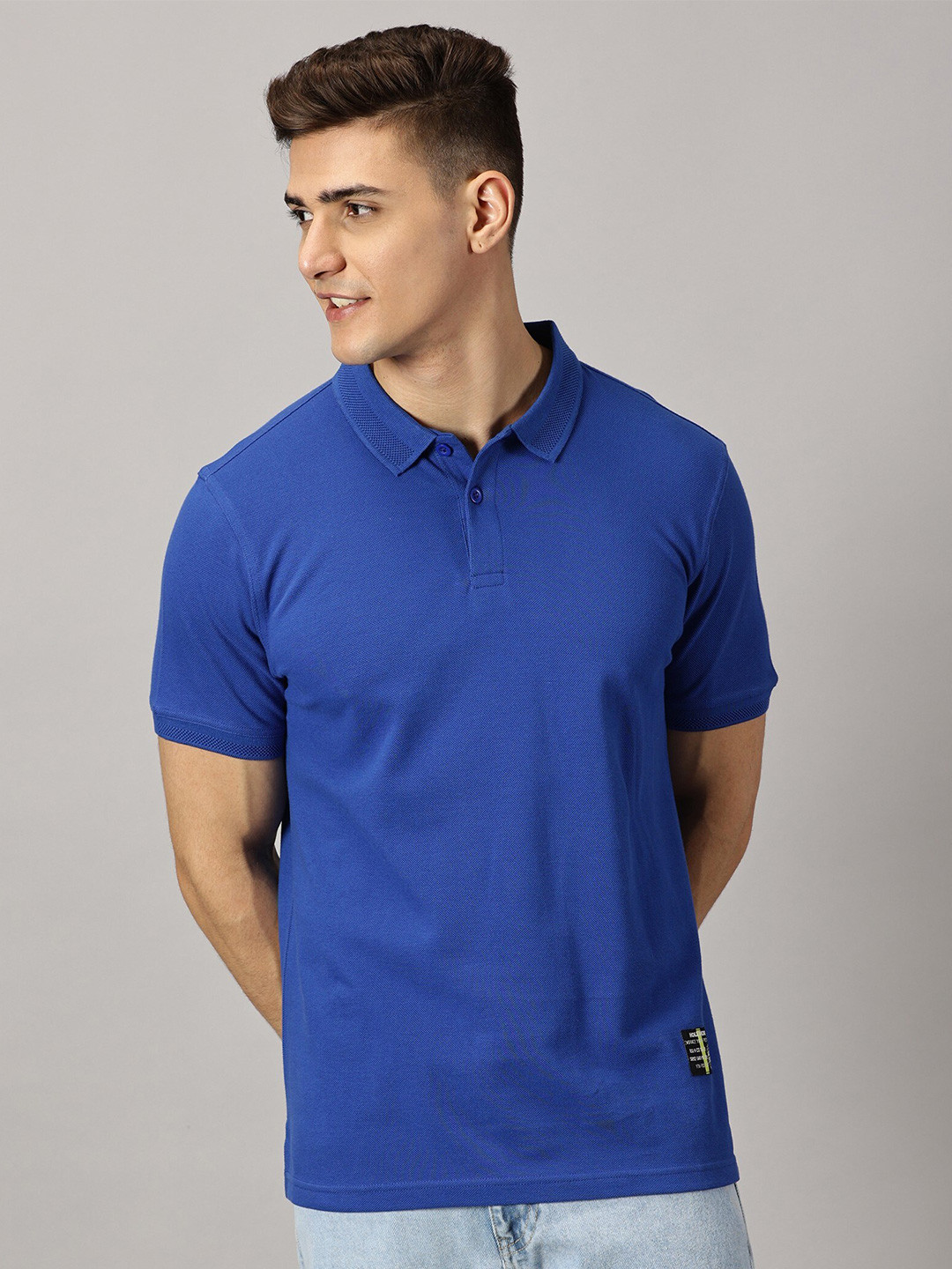 

THE HOLLANDER Polo Collar Cotton T-shirt, Blue