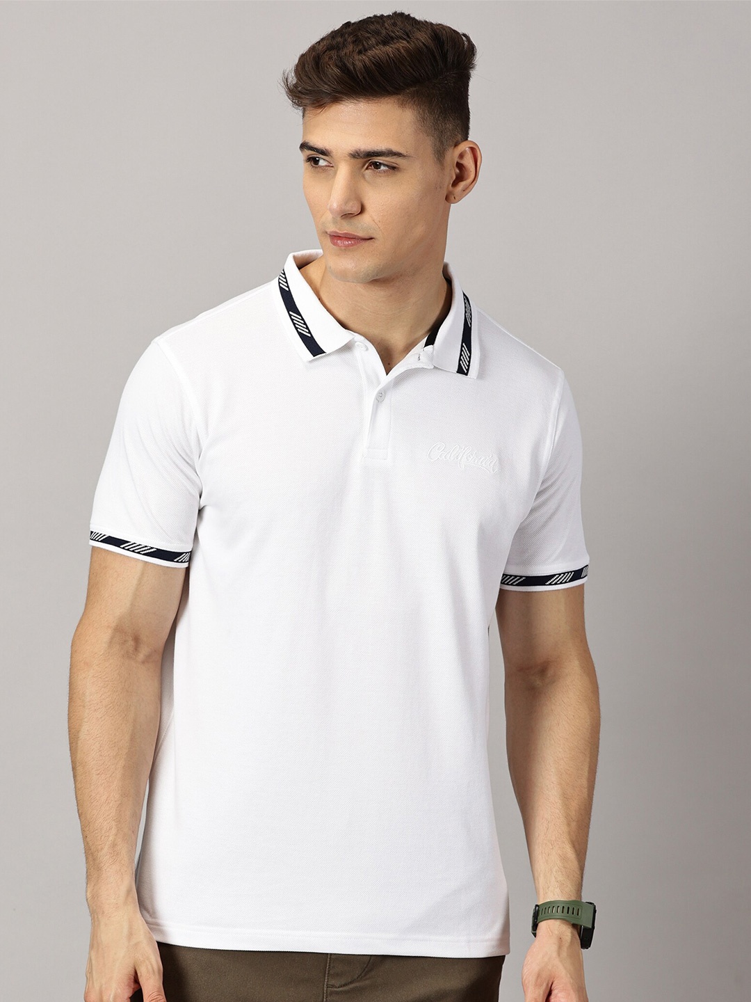 

THE HOLLANDER Polo Collar Short Sleeves Cotton T-shirt, White