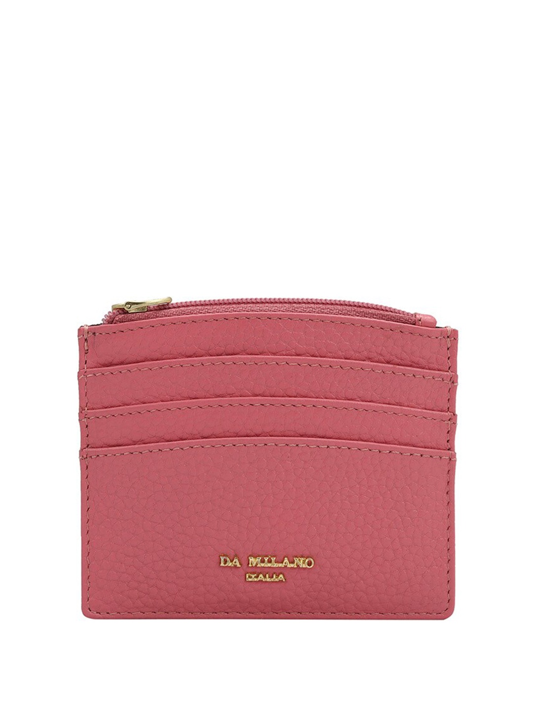 

Da Milano Unisex Textured Leather Zip Around Wallet, Pink