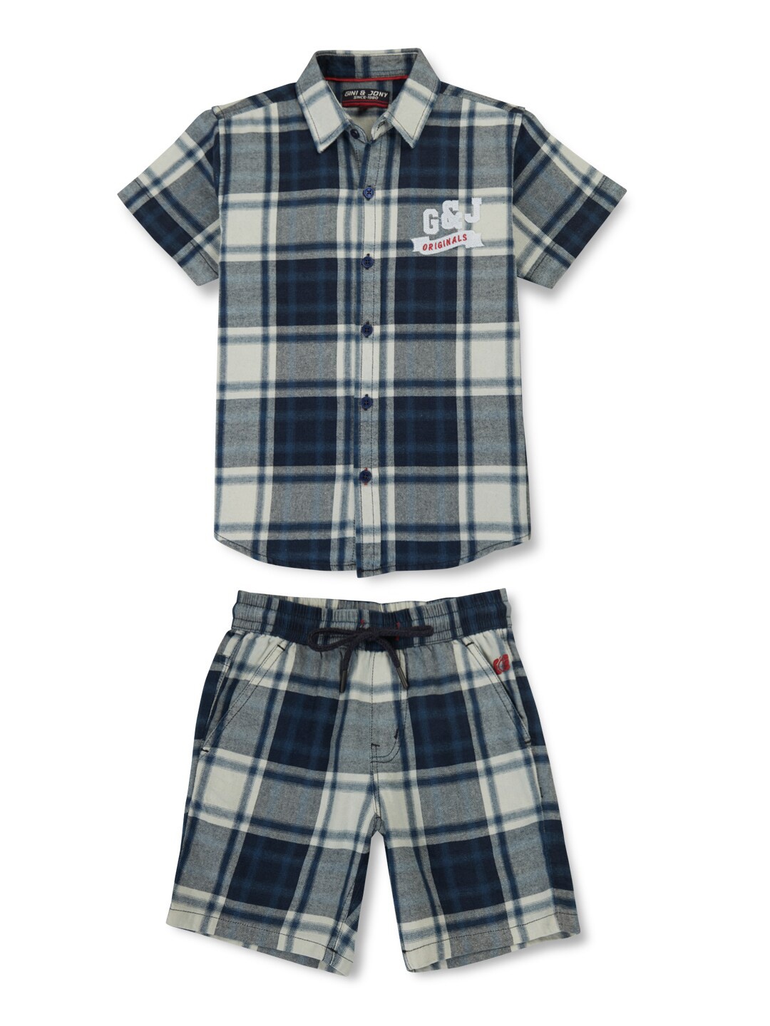 

Gini and Jony Boys Checked Shirt With Short, Blue